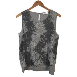 WS890 Women’s Calvin Klein Floral Sleeveless Blouse Top M